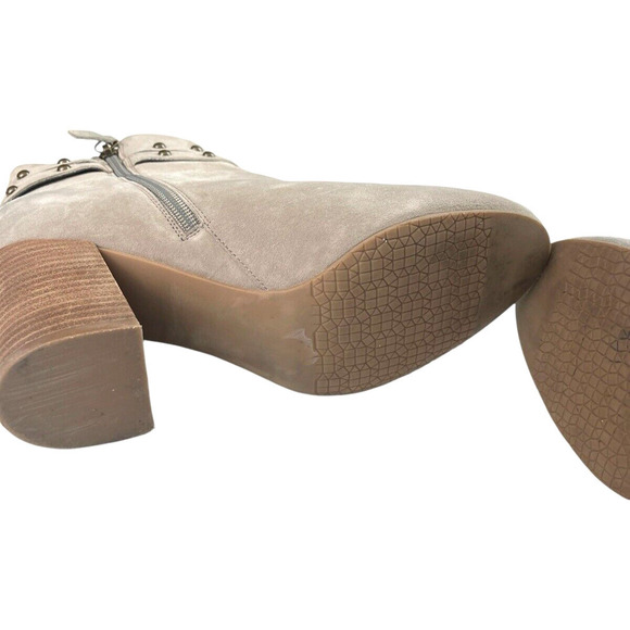 BP Brass Plum Taupe Faux Suede Boots Women Size 8M Studded Short Booties Western - Picture 8 of 10